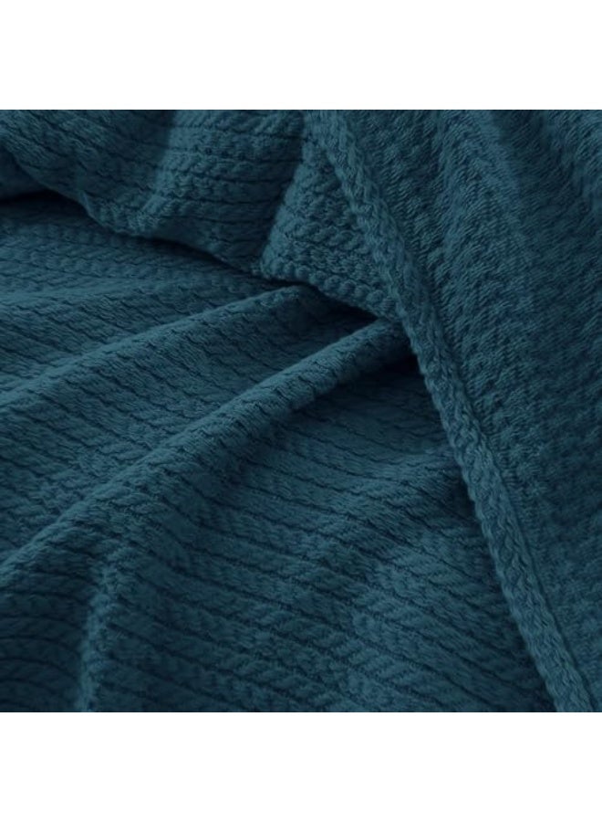 Relax Premium Egyptian Cotton Orchid Throw Blanket Ultra Soft And Lightweight With Elegant Woven Design King Size 255 × 225 cm Perfect For Bed Sofa And Couch  Teal Color - Image 2